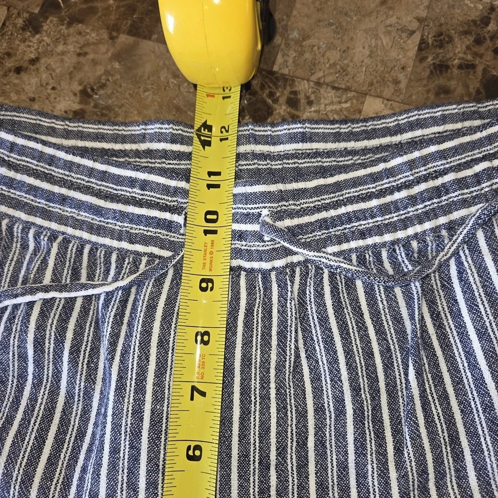 Old Navy Pull On Pants Linen/Rayon Sz L Wide Leg Stripes Beach Resort Summer